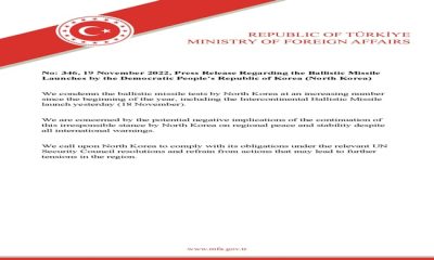 Press Release Regarding the Ballistic Missile Launches by the Democratic People’s Republic of Korea (North Korea)